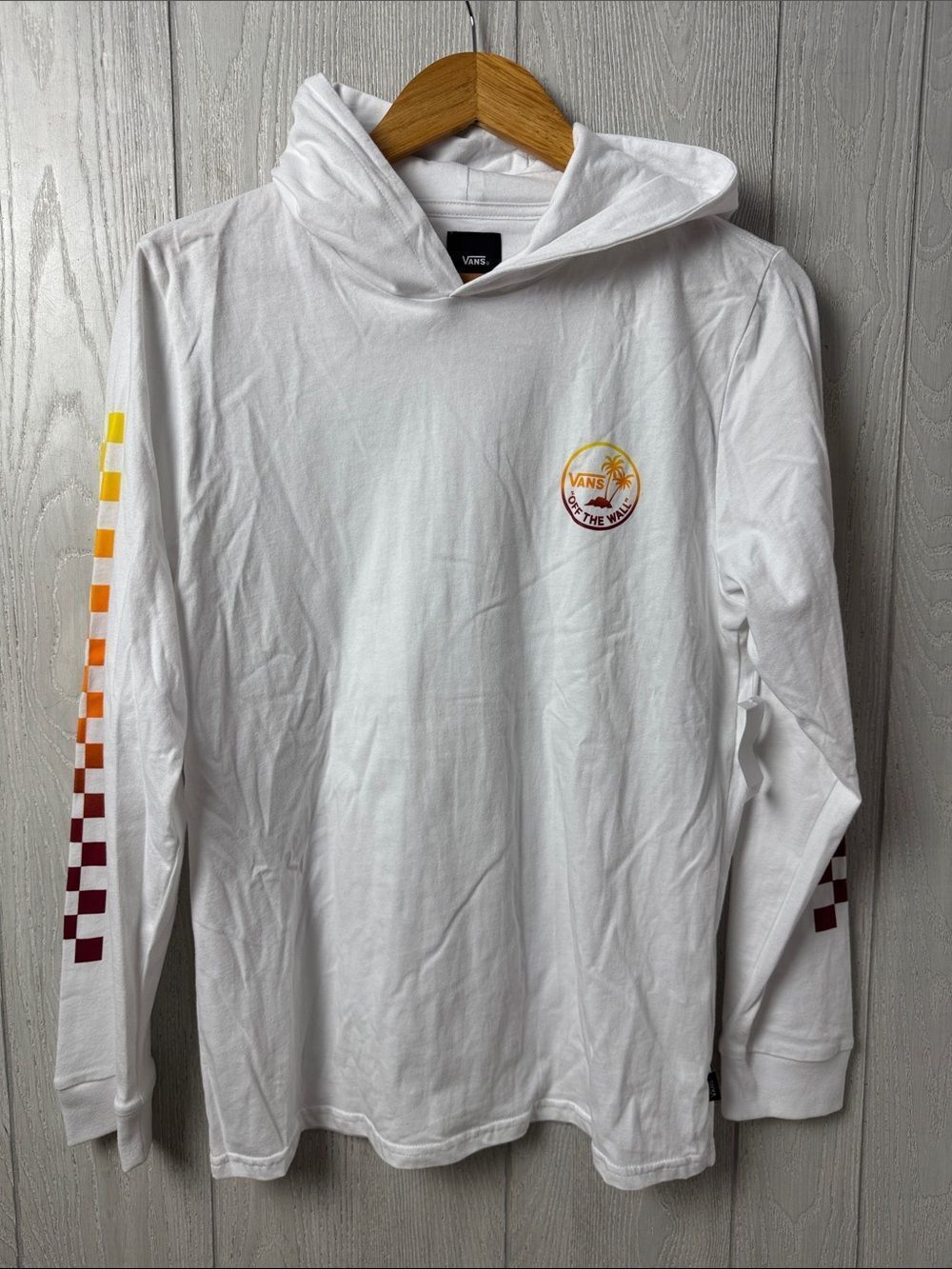NWT Youth XL white vans long sleeve hoodie pullover top 0401